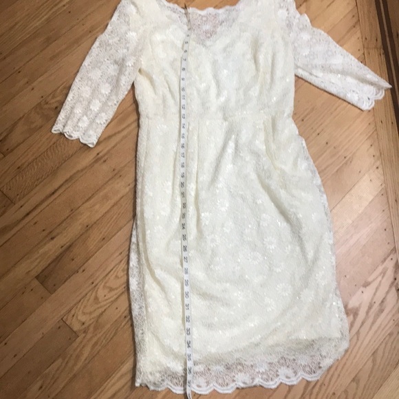 Alex Evenings Cream Lace Floral Long Sleeve Midi Dress Size 10 - Picture 2 of 5